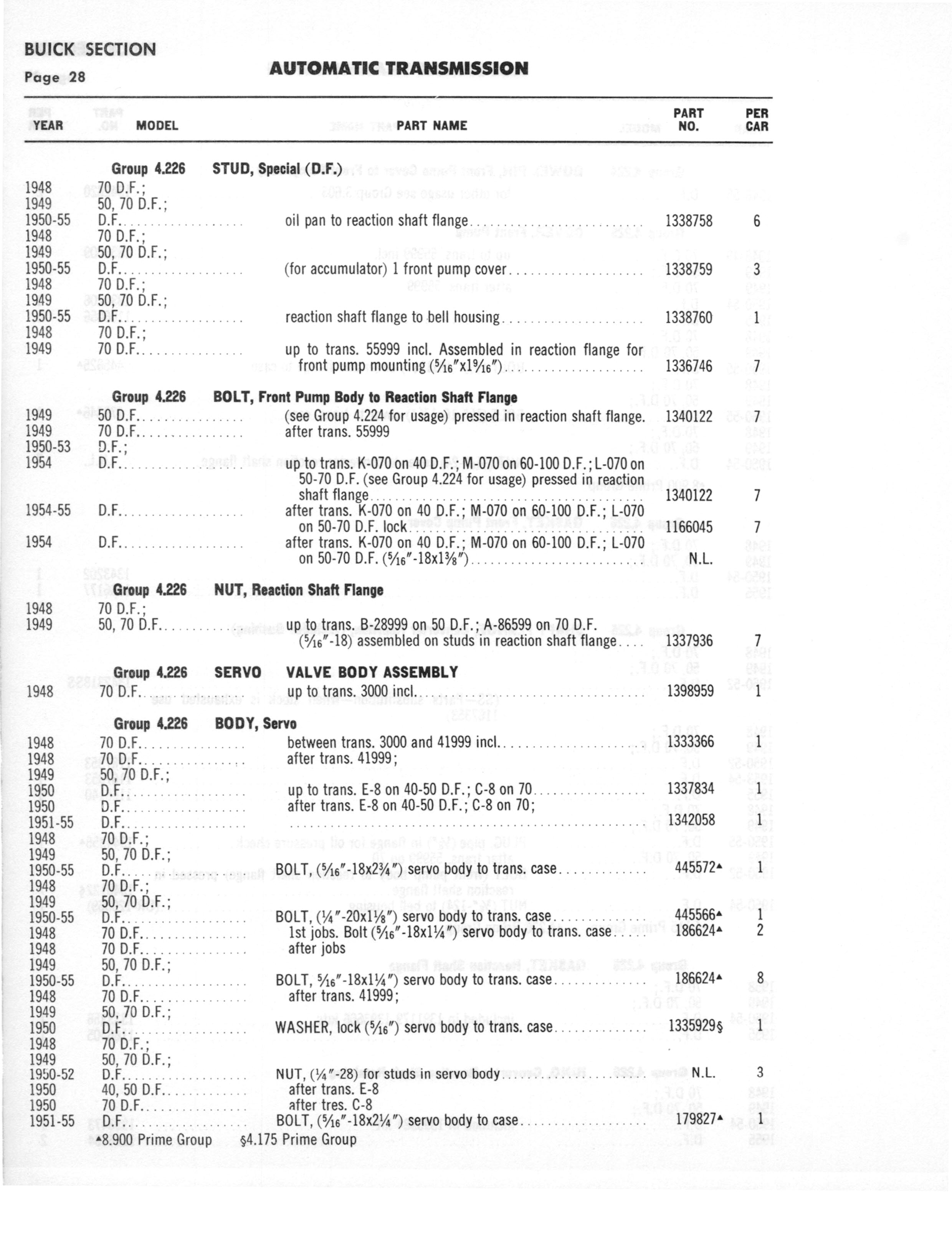 A3010 Automatic Transmission Parts Catalog HydraMatic, PowerGlide